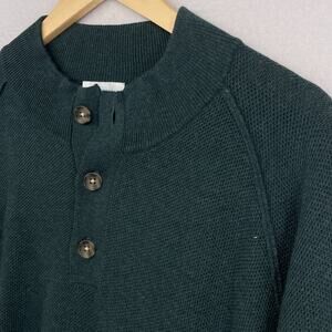PETER MILLAR Sweater Mens XL Parkway Textured Henley Merino Wool Cotton Green